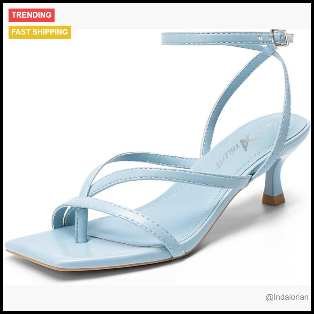 Faux Leather Strappy Kitten Heel Sandals With Ankle Strap
